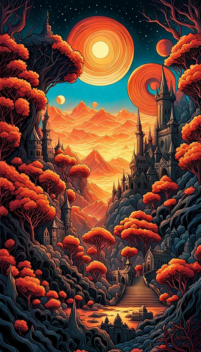 Monochromatic Line Art Fantasy with Macabre Details