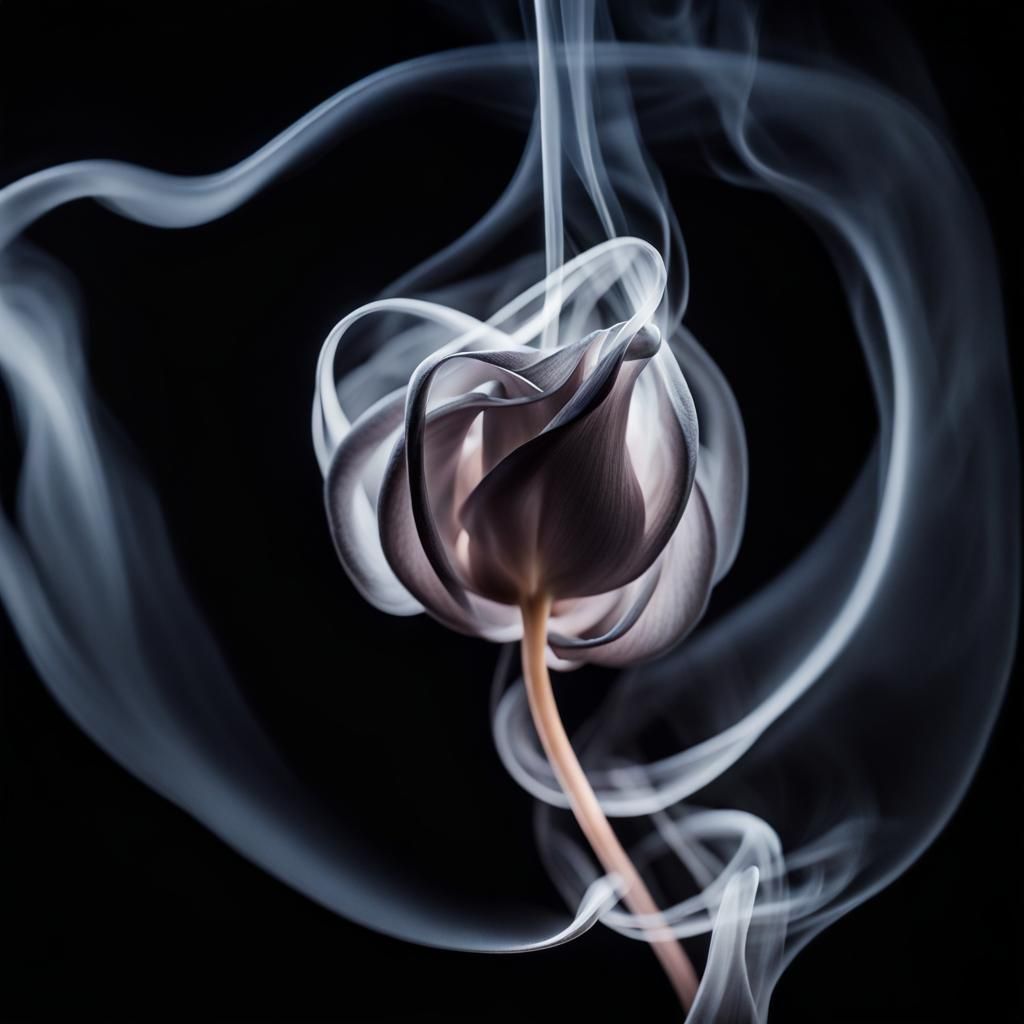 Smoke Rose Against Black Background