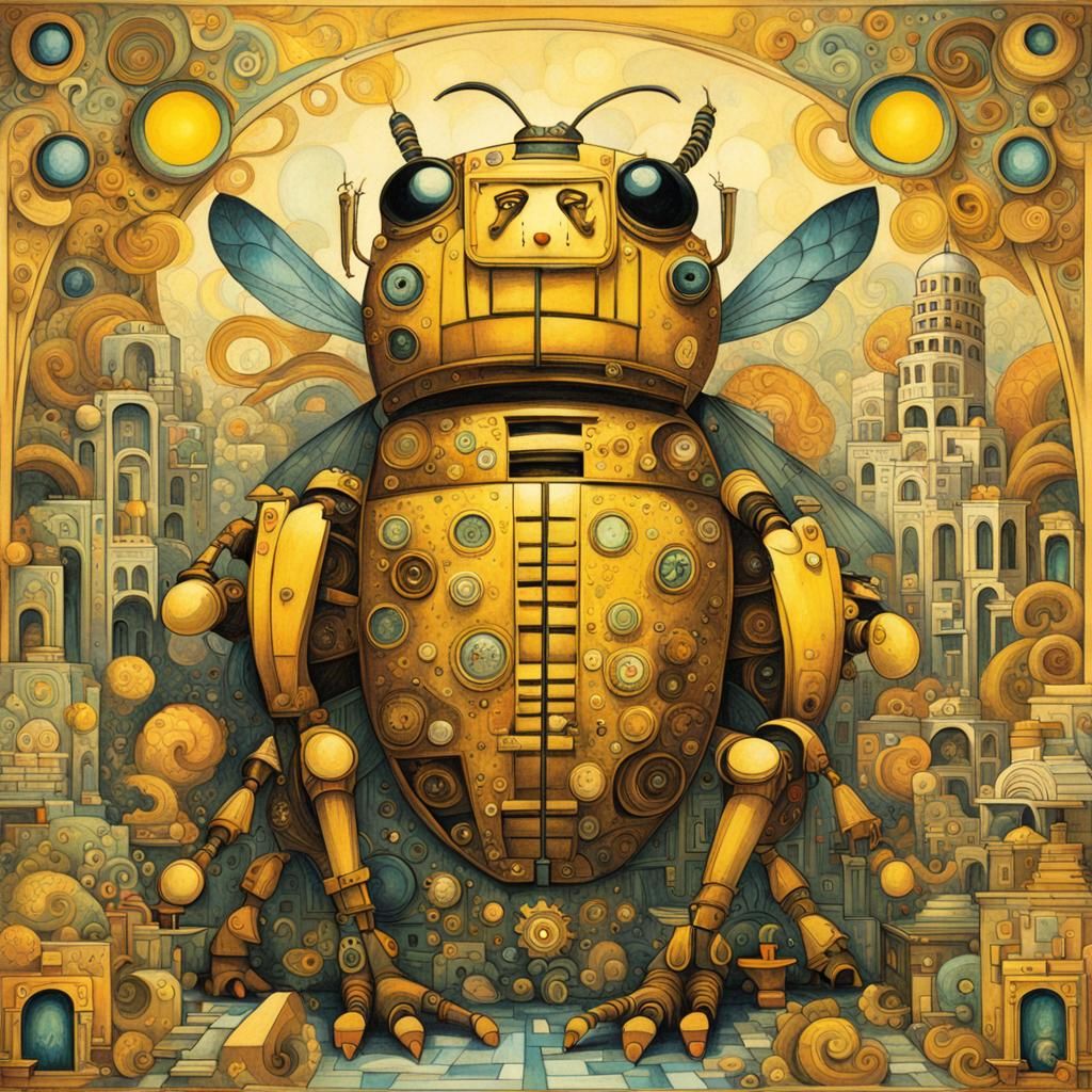 Steampunk Bumblebee in Art Deco Style