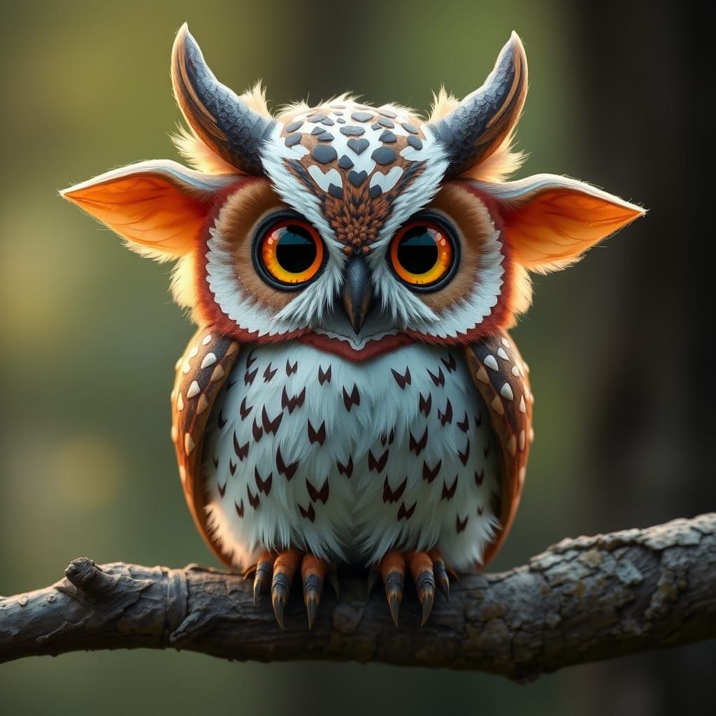 Cow Owl Hybrid in a Whimsical Art Style
