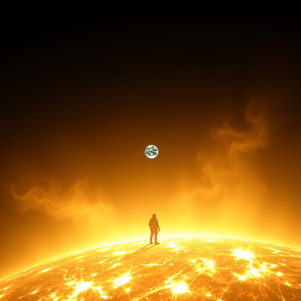 Standing on the Sun: A Surreal Sci-Fi Landscape