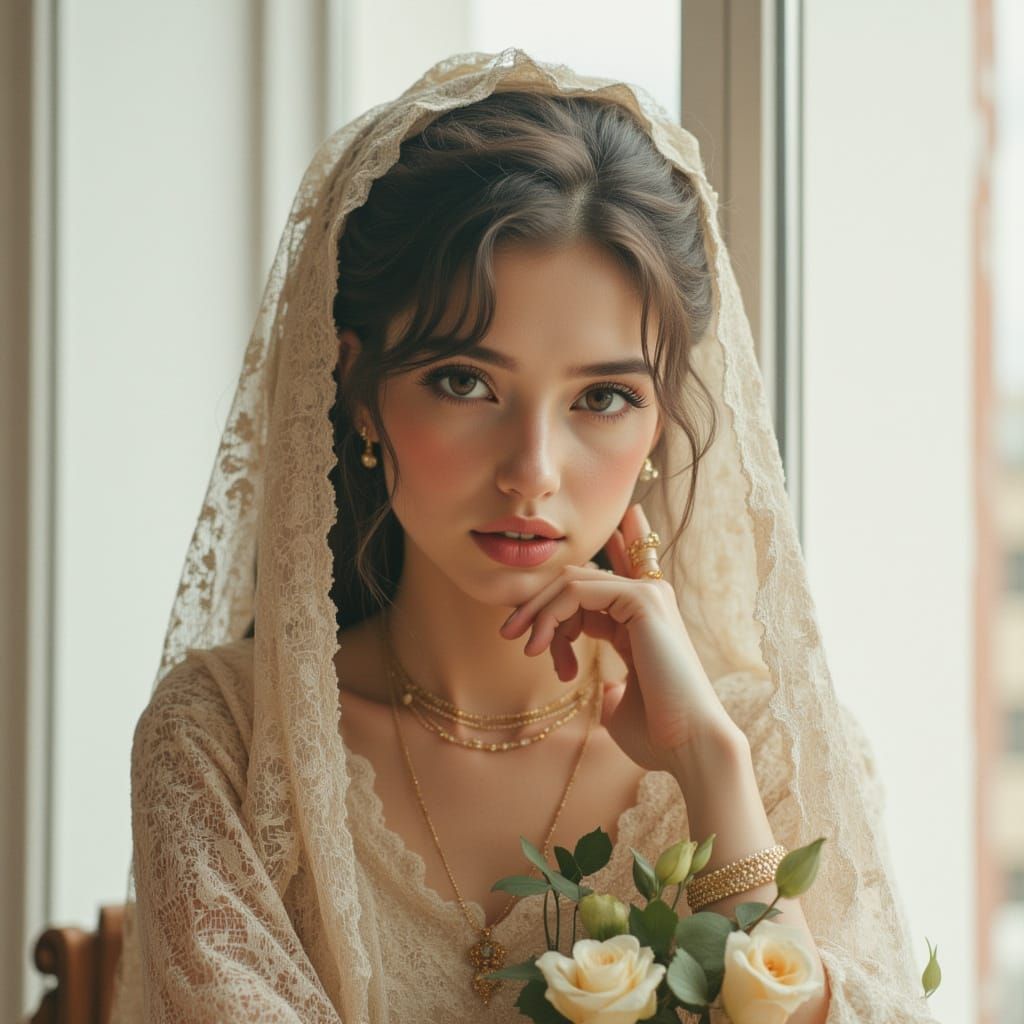 Abstract Portrait in Dreamlike Fresco Style