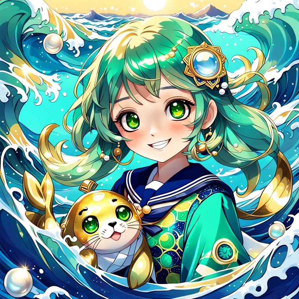 Anime Seal Girl Portrait in Digital Art Style