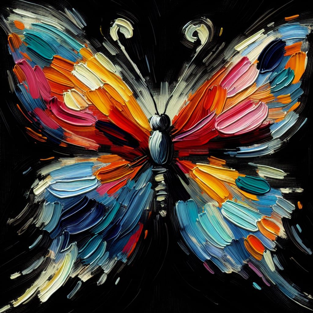 Vibrant Butterfly in Bold Post-Impressionist Style