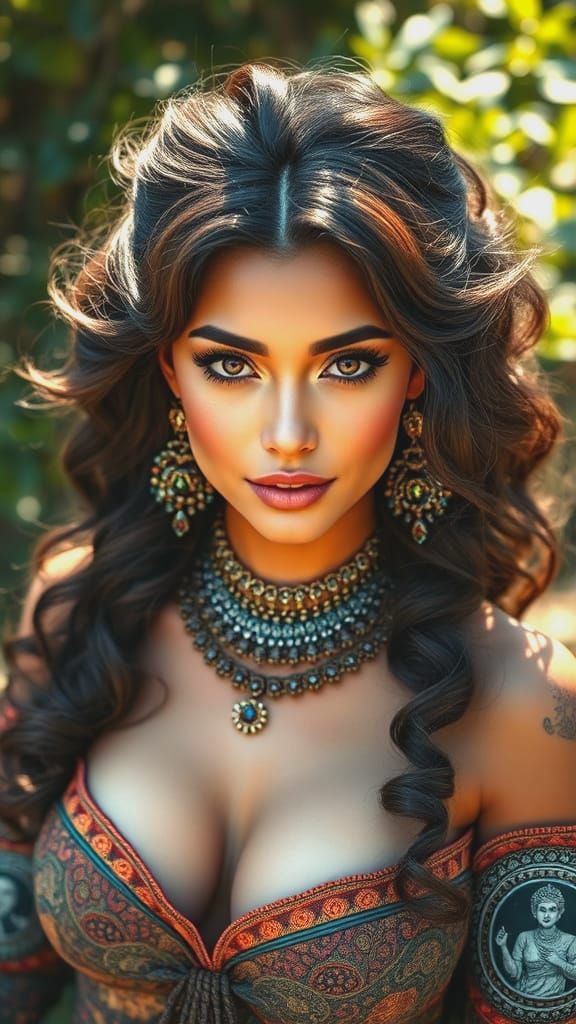 Beautiful Woman with Jewelry in Sunlight