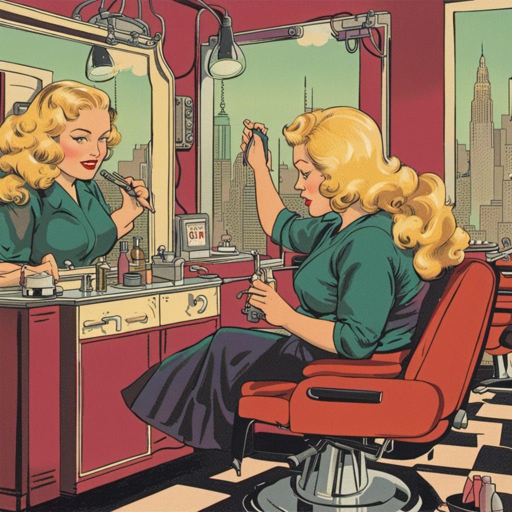 Android Hairdresser on Mars: Art Deco Fantasy