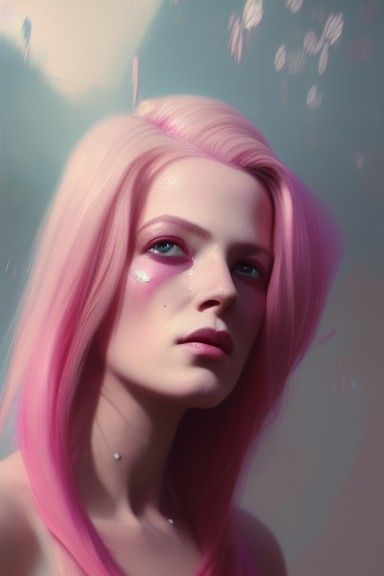 Glamorous Pink-Haired Woman: Hyperdetailed Digital Portrait