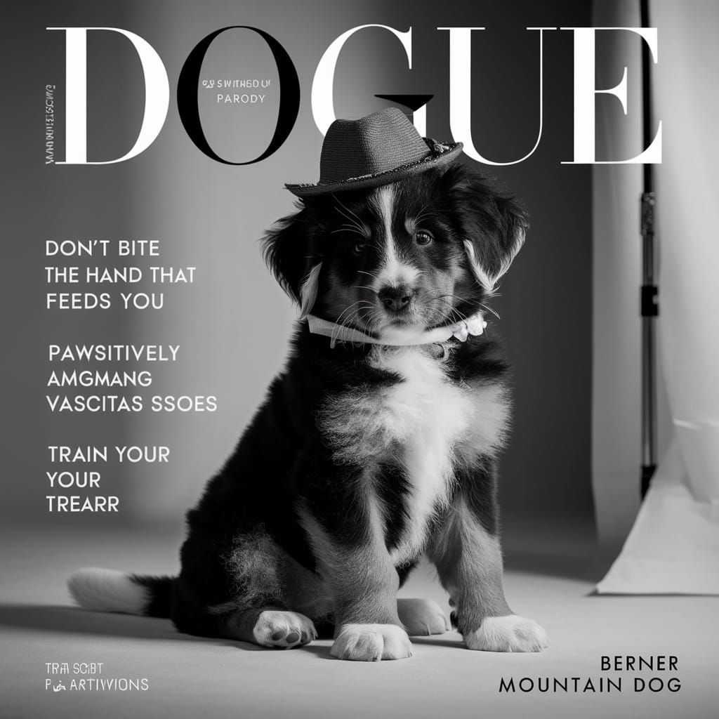 DOGUE Magazine Cover Parody with Berner Puppy
