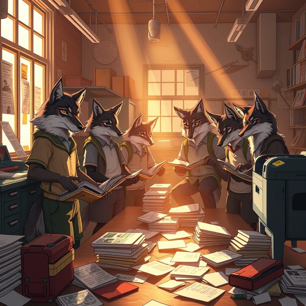 Furry Wolves Unite in School Print Lab