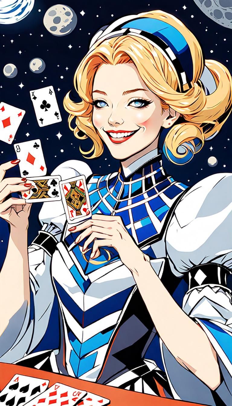 Anime Portrait: Woman in Futuristic Jester Outfit