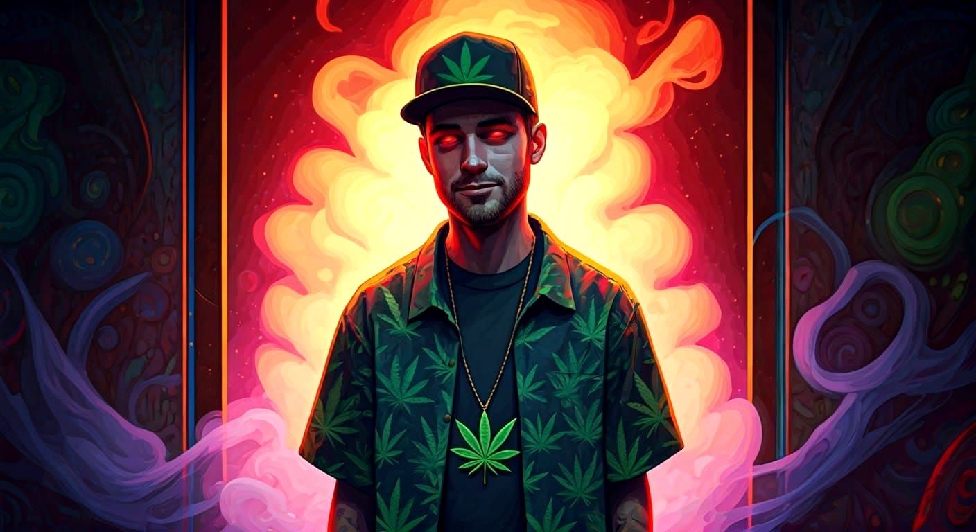 Surreal Stoner Caught in Smoky Haze of Graffiti Dreams