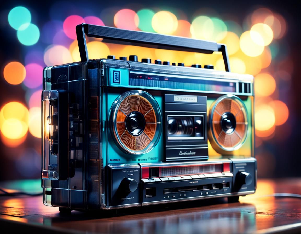 Vintage 80s Cassette Player with Bokeh