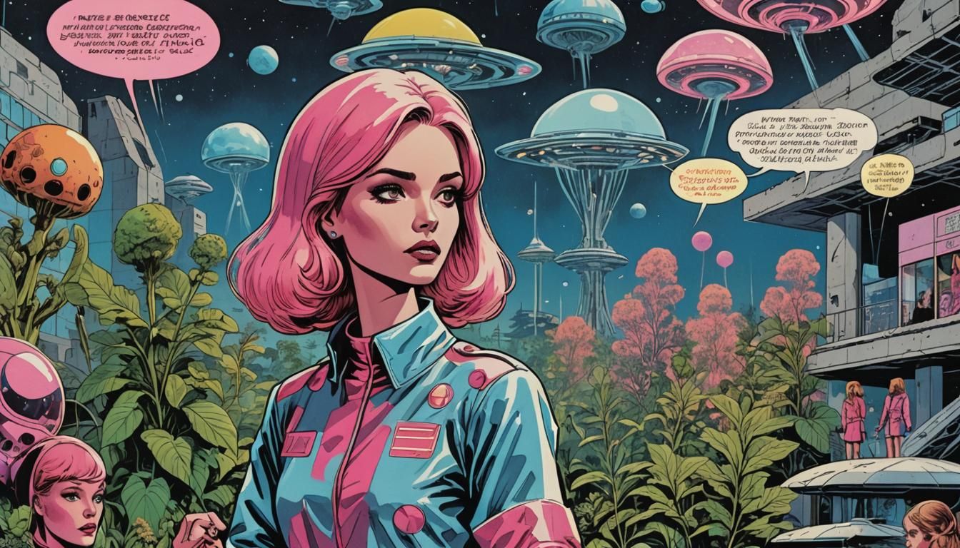 Retro-Futuristic Comic Book Cover in Polish Style