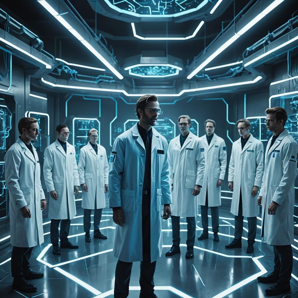 Scientists in Futuristic Lab Surround Advanced Human Cloning...