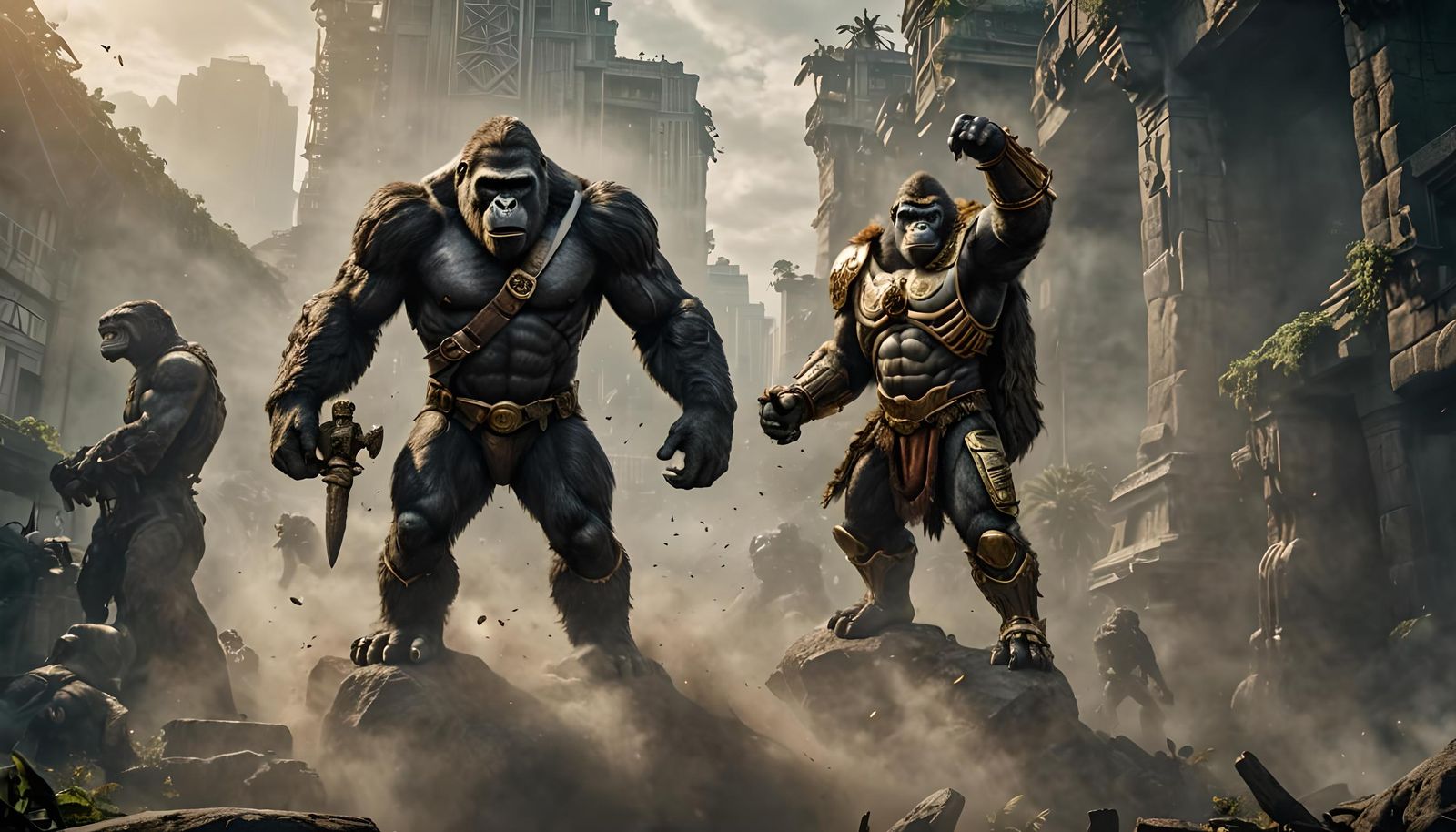 King Kong and Armored Gorilla Grodd in HDR