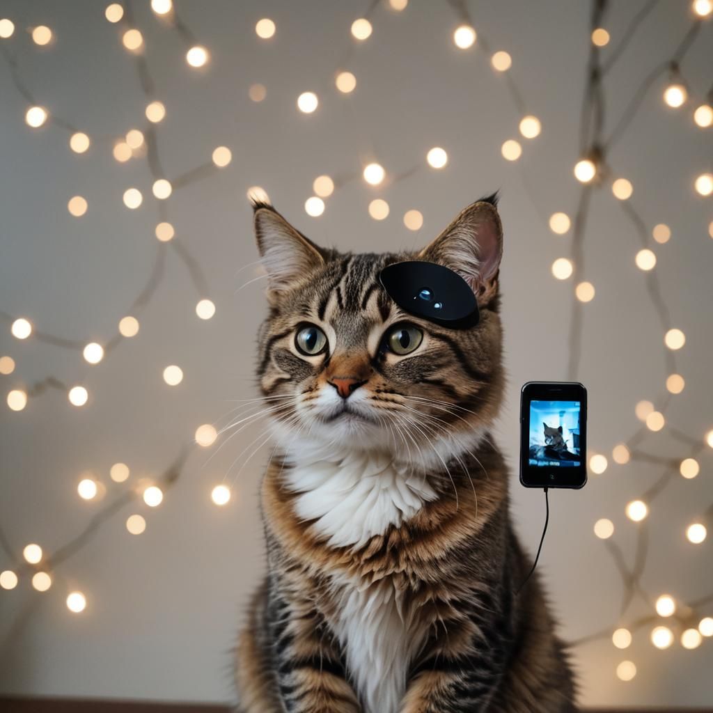 Cat Watches Film on iPhone: Professional Photography