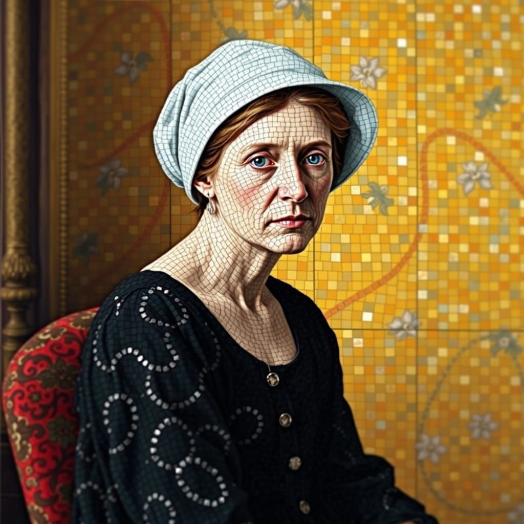 Vibrant Mosaic Portrait of Whistler's Mother