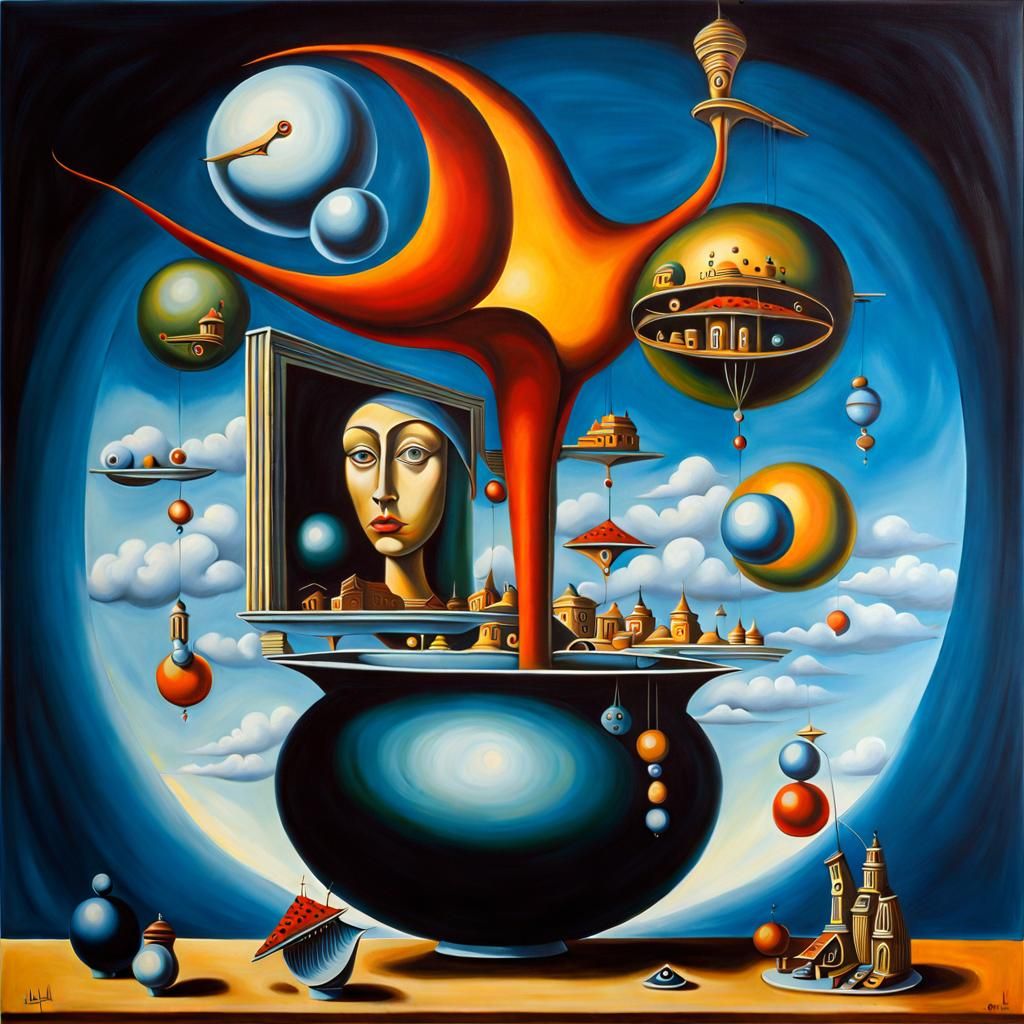 Surreal Matte Oil Painting in Surrealist Style