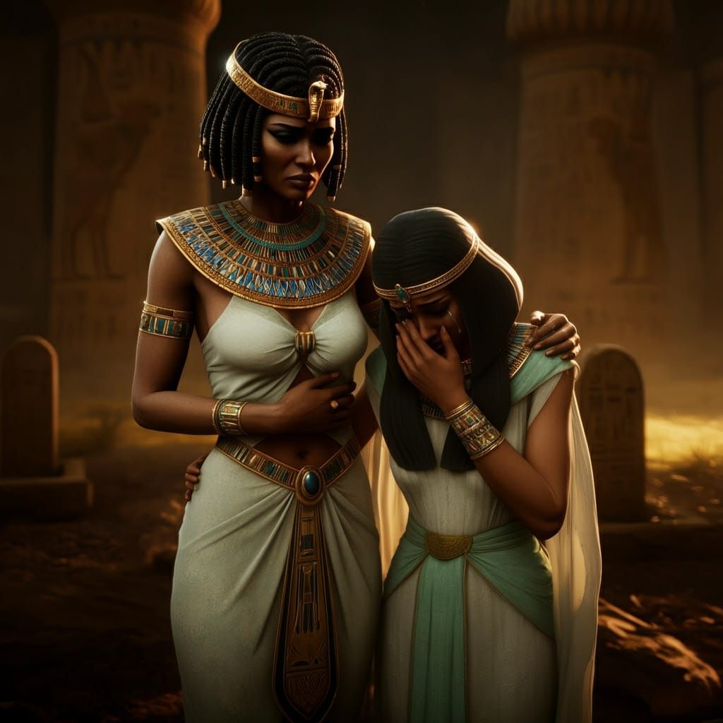 Ancient Egyptian Goddess Offers Comfort to Grieving Woman