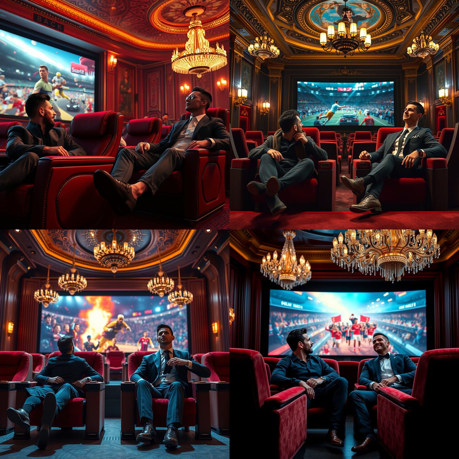 Messi and Ronaldo in Ultra-Realistic Cinema Hall Scene