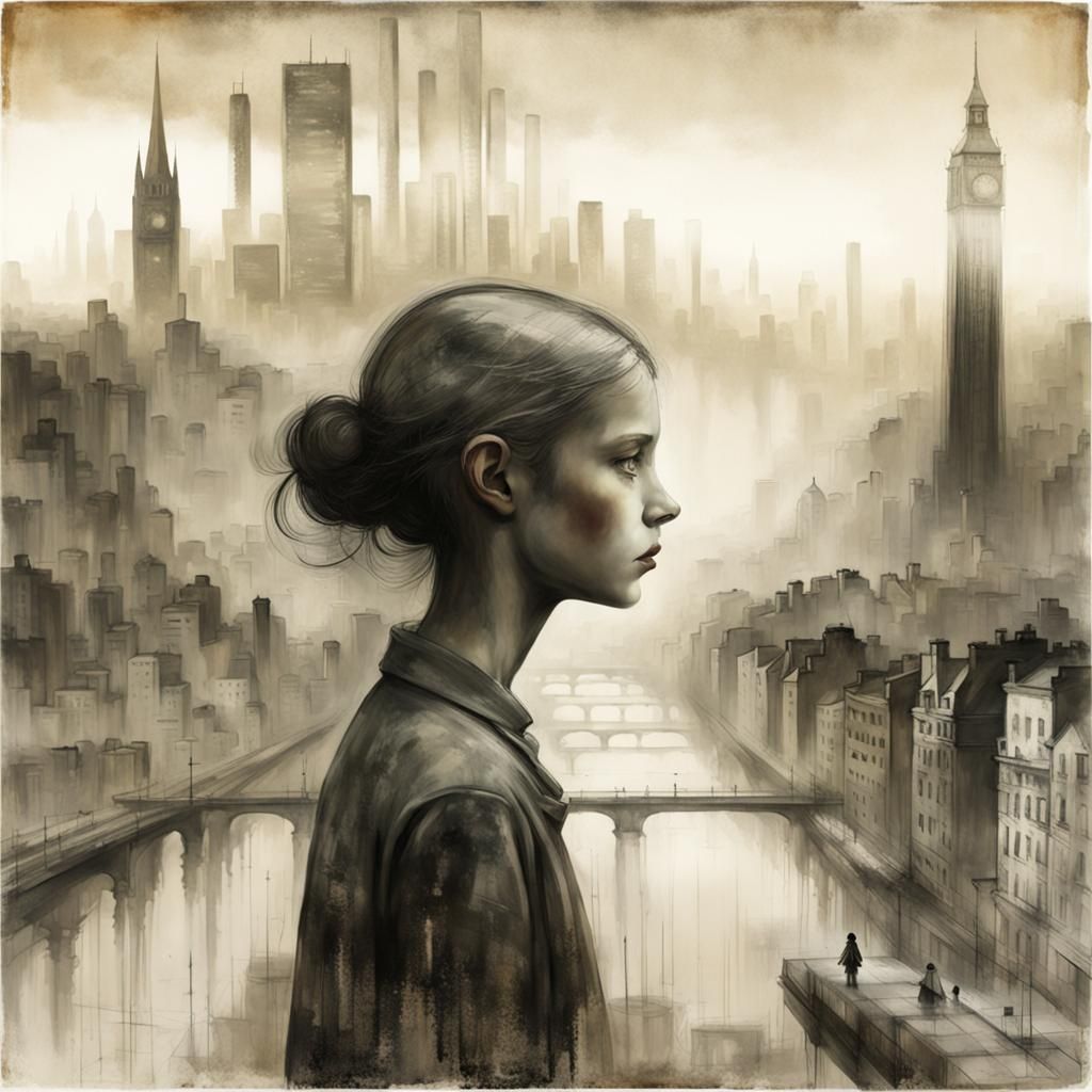 Double Exposure Art: Girl and Cityscape Layers