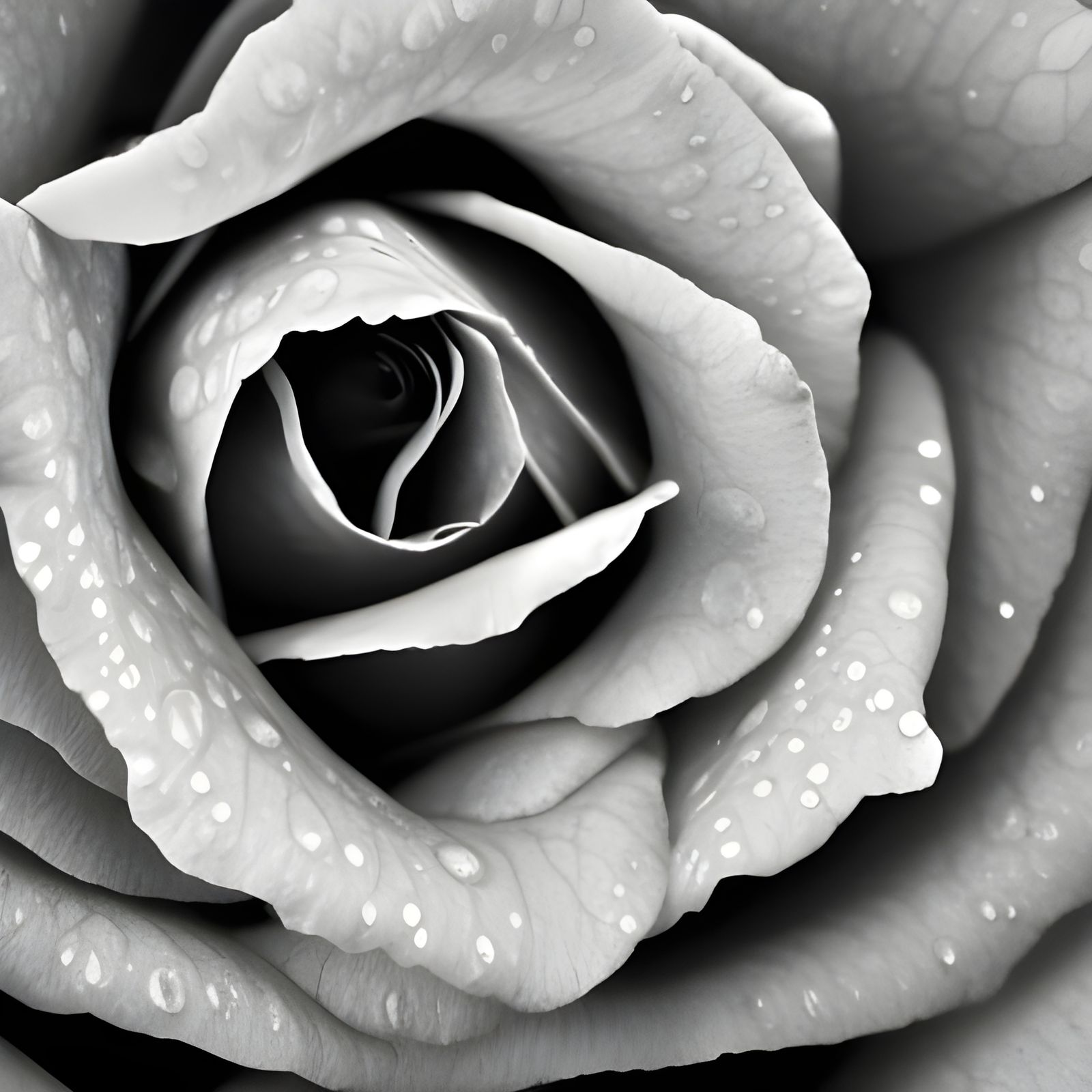 Detailed Photorealistic Rose in Black and White