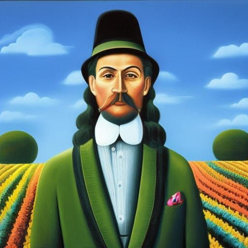 Surreal Folk Art Portrait of Number Theory