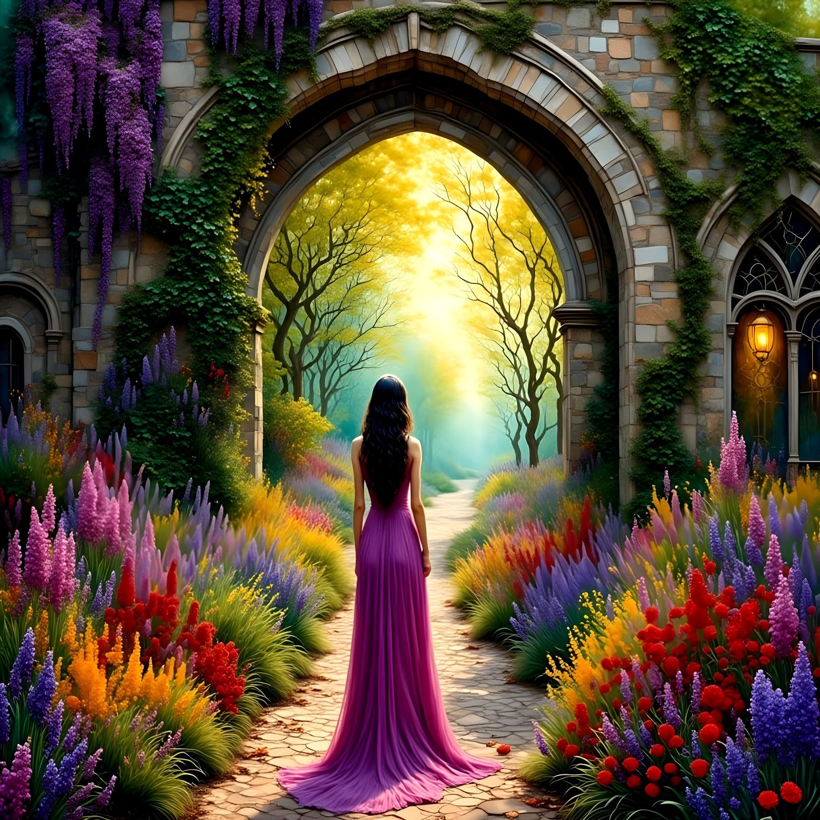 Ancient Garden Gateway in Ethereal Light