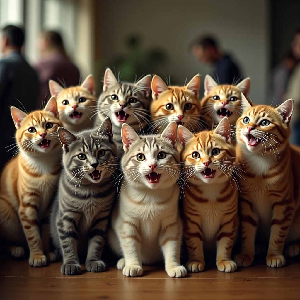 Realistic Cats Taking Selfie in Cinematic Style