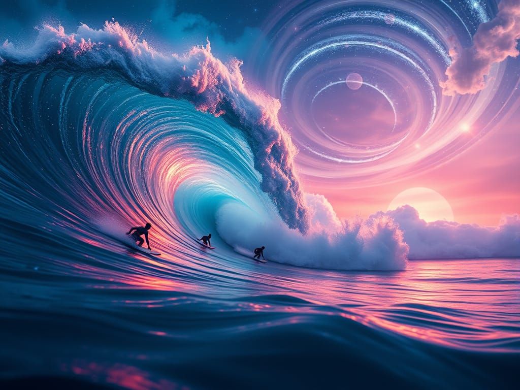 Surreal Surf Culture in Cosmic Dreamscapes