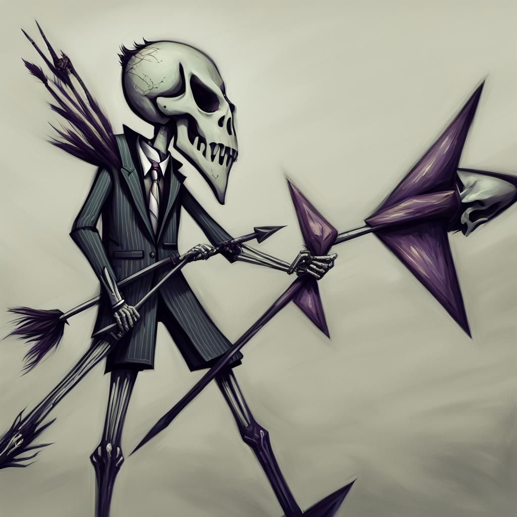 Skeleton Bird Man and Mermaid Lovers: Dark Fantasy Art