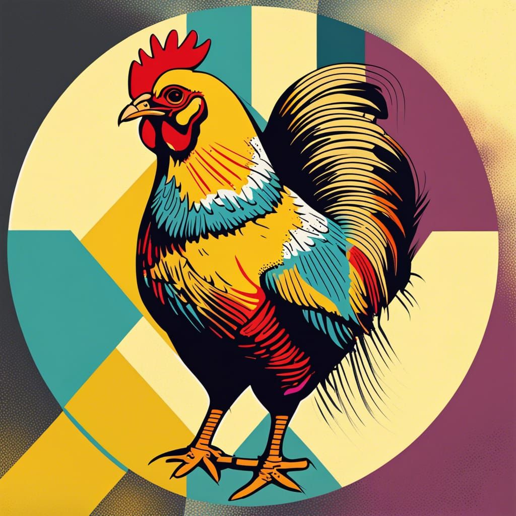 Geometric Chicken in Pop Art Style