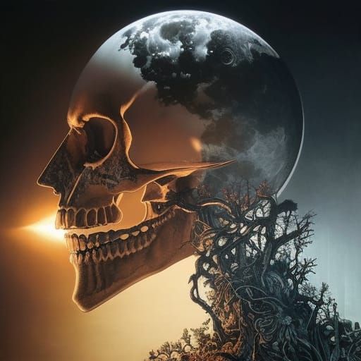 Solar Eclipse Skull: Punk Rock Fantasy Art