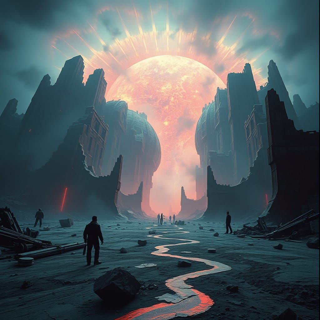 Surreal Post-Apocalyptic Scene of Impending Doom