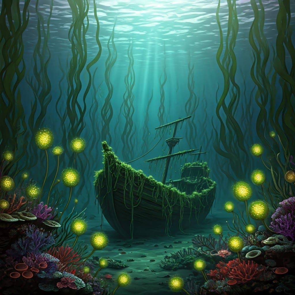 Luminescent Sundew Plants Envelop Sunken Ship