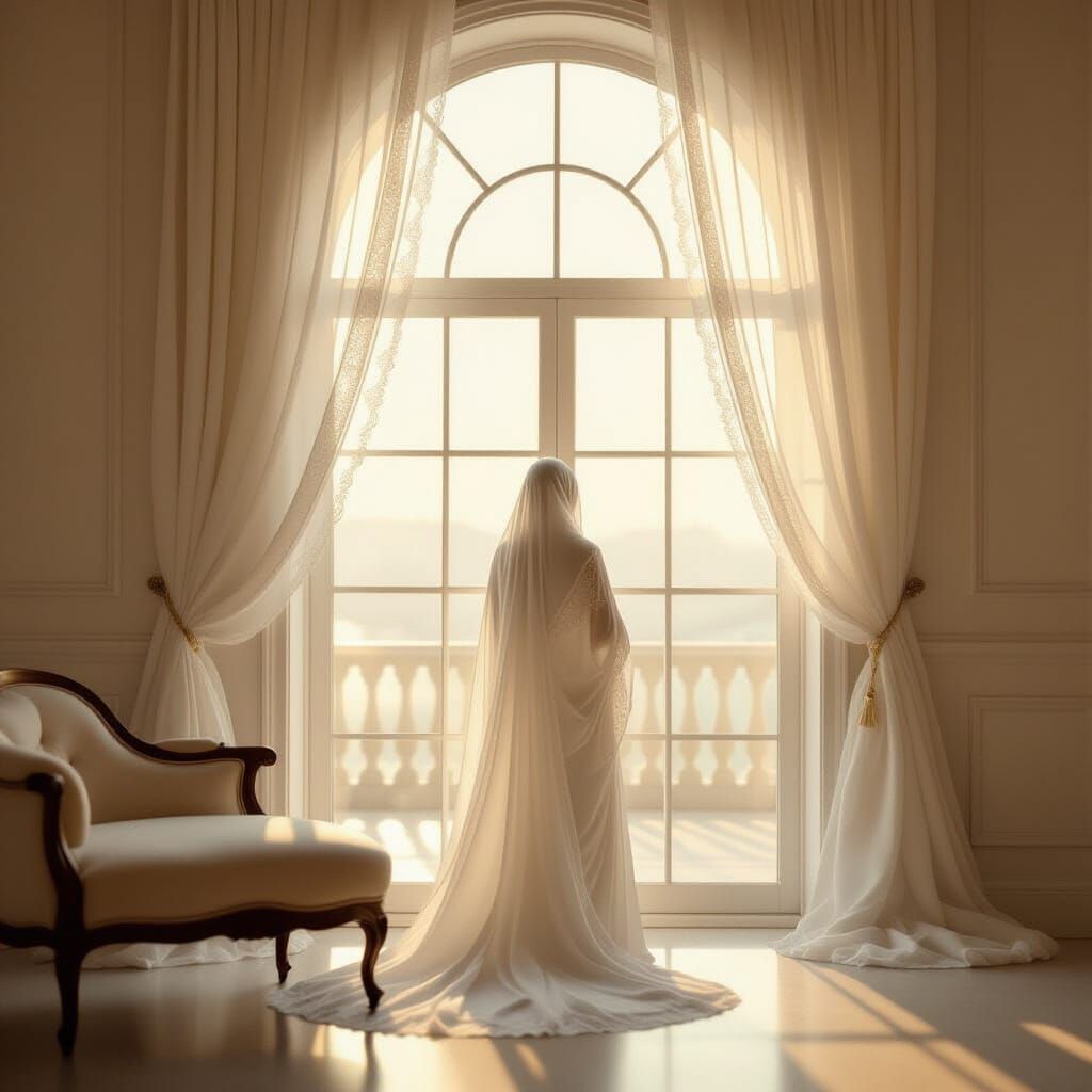 Ethereal Morning Light on Solitary Figure by Window