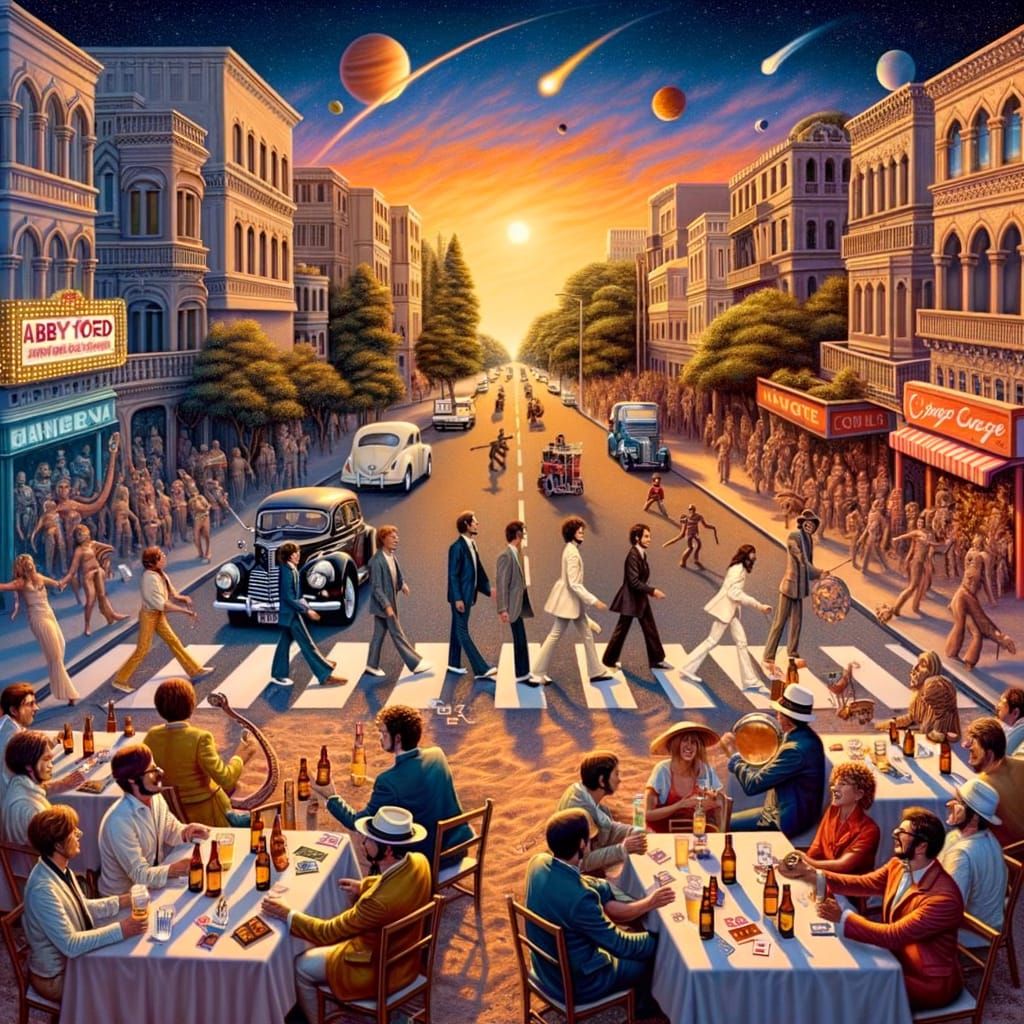 Surreal Hollywood Desert Landscape with Planetary Sunset