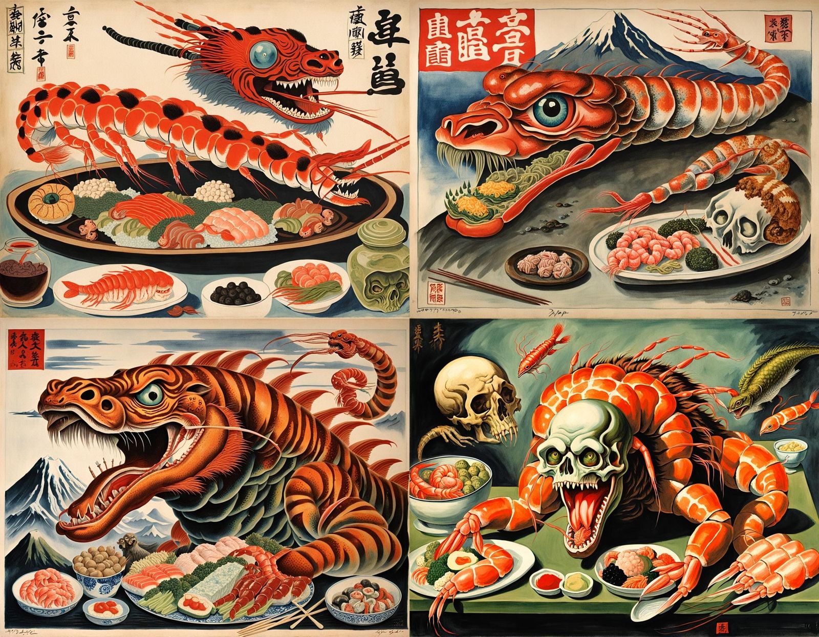 Surreal Grotesque Monstrosities in Expressionist Style