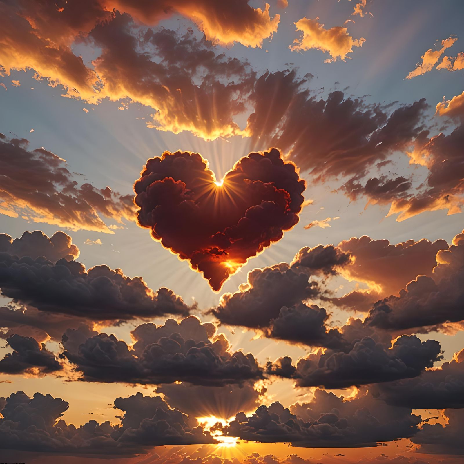 Heart Cloud Formation at Sunset: Ultra Realistic Photo