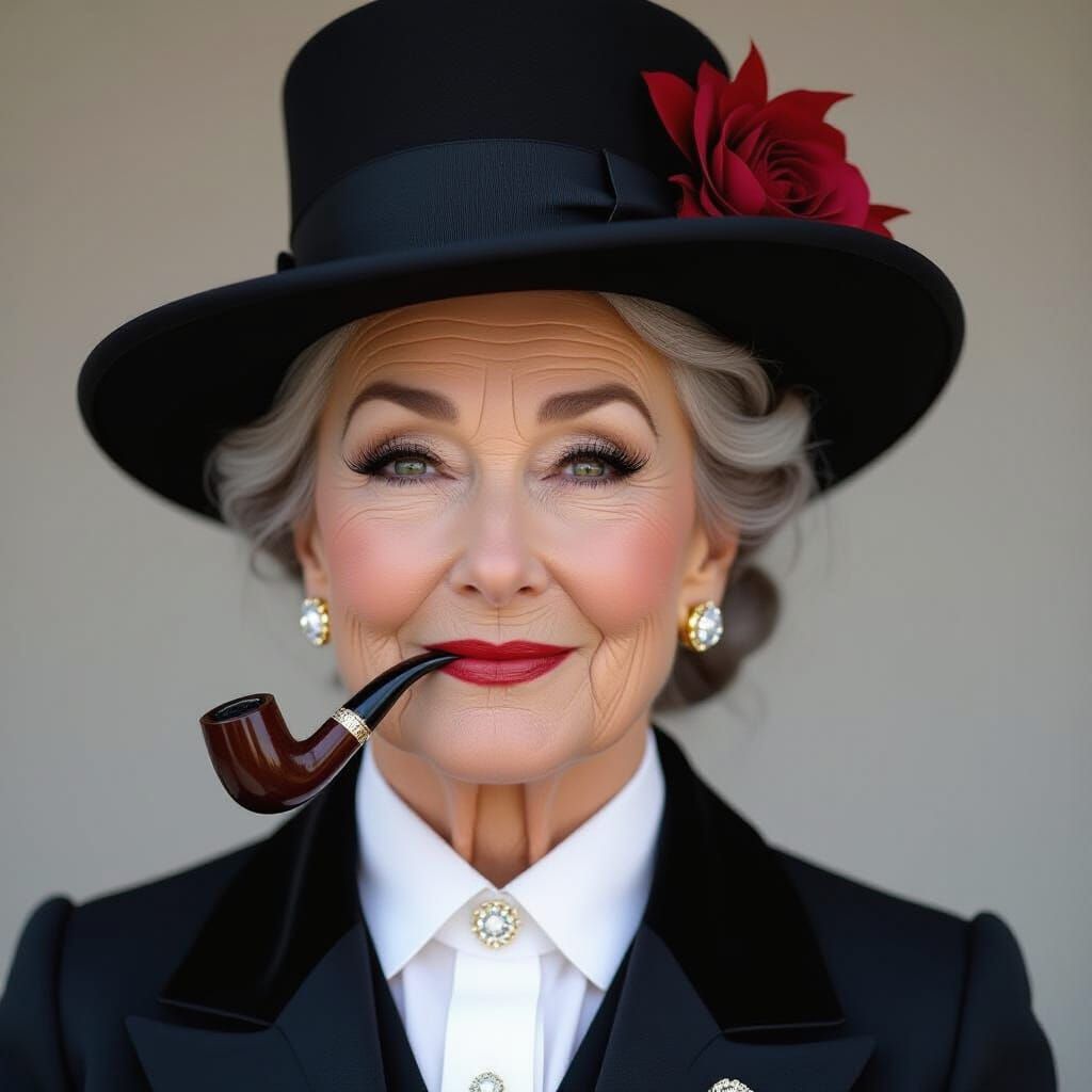 Sarcastic Elderly Woman with Diamond Accessories