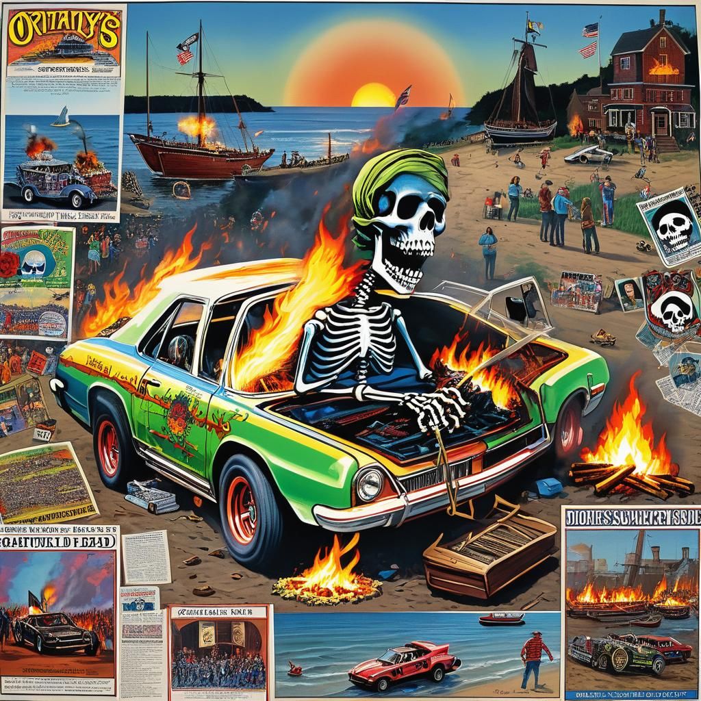 Bonfire Memorial Featuring Grateful Dead Imagery