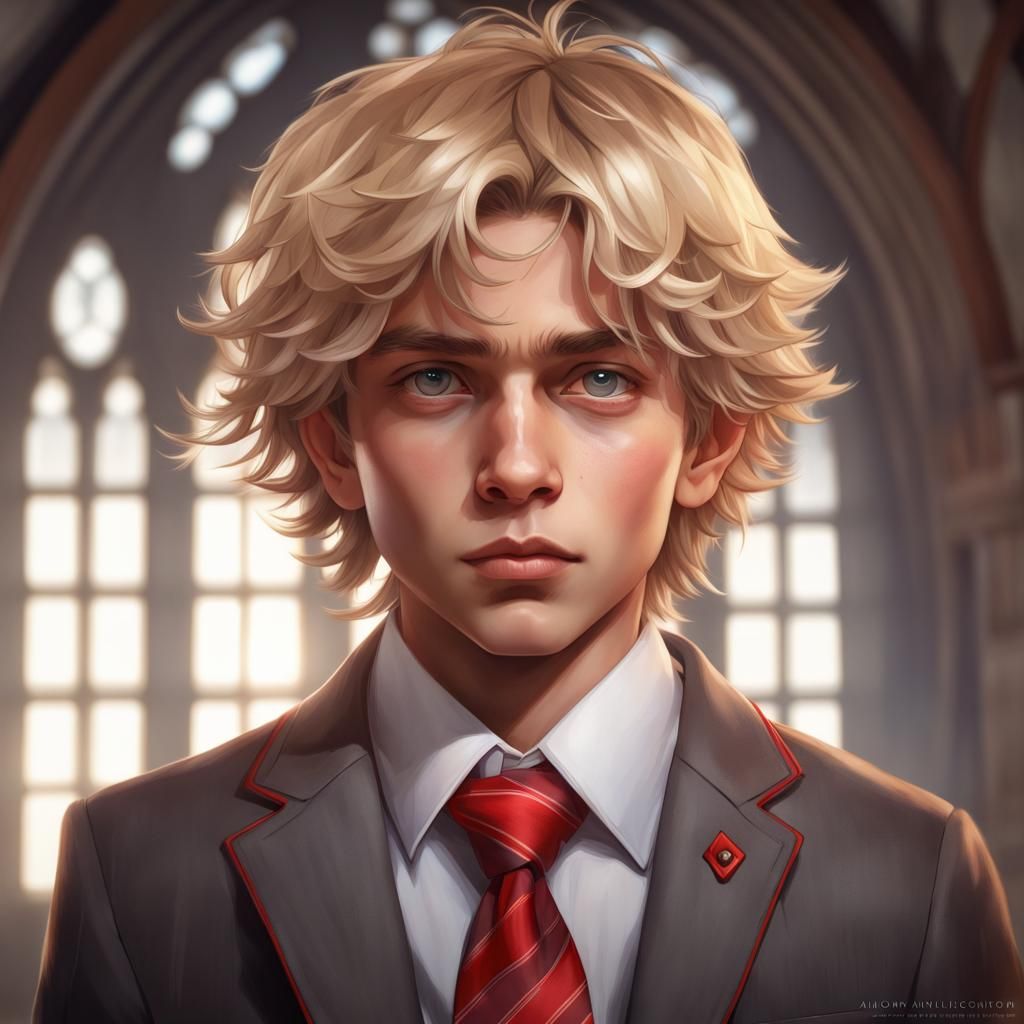 Boy with Red Eyes: Hyperdetailed Portrait in Artgerm Style