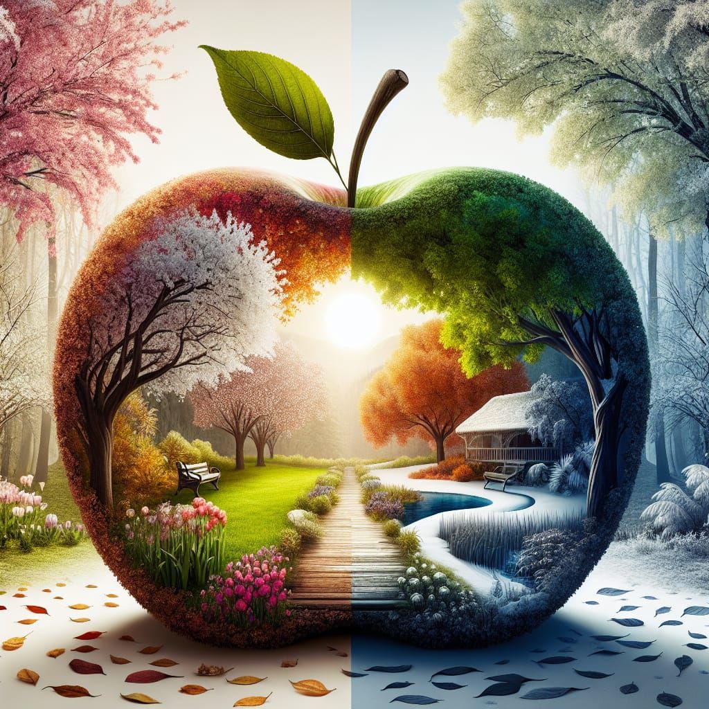 double exposure of apple