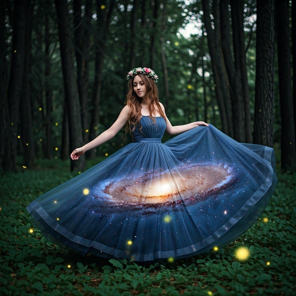 Enchanted Moonlit Ballerina in a Celestial Gown