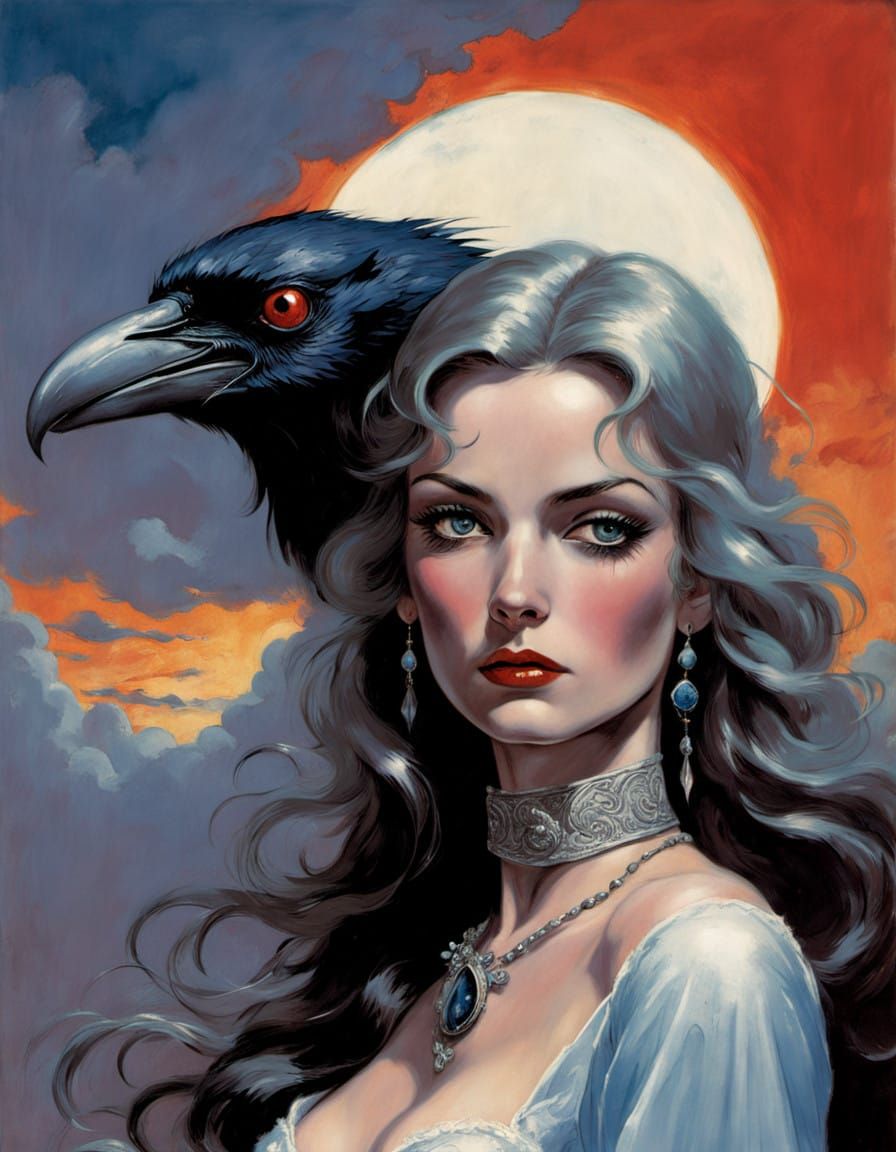 Norse Goddess in Vibrant, Moody Acrylic