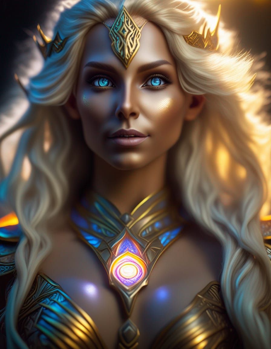 Hyper-Realistic High Elf Goddess Portrait in 8k