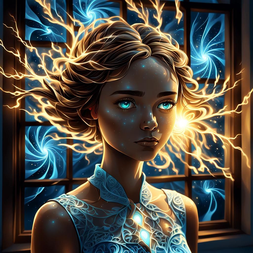 Girl in Storm: Abstract Vector Fractal Art