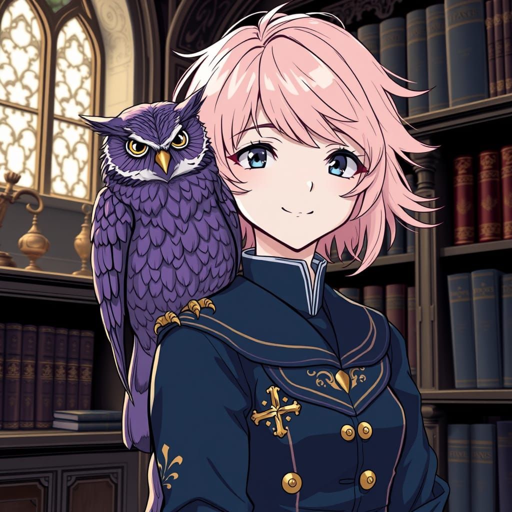 Mystical Magic School Girl with Majestic Owl