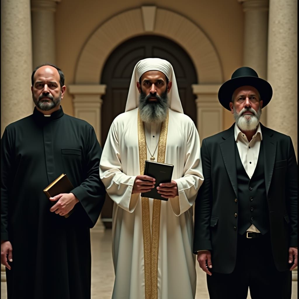 Clerics of Three Religions United: Cinematic Still