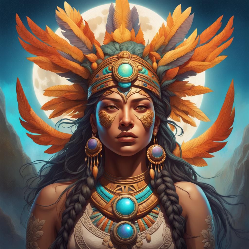 "Coyolxauhqui, goddess of the moon and leader of the Centzon.
